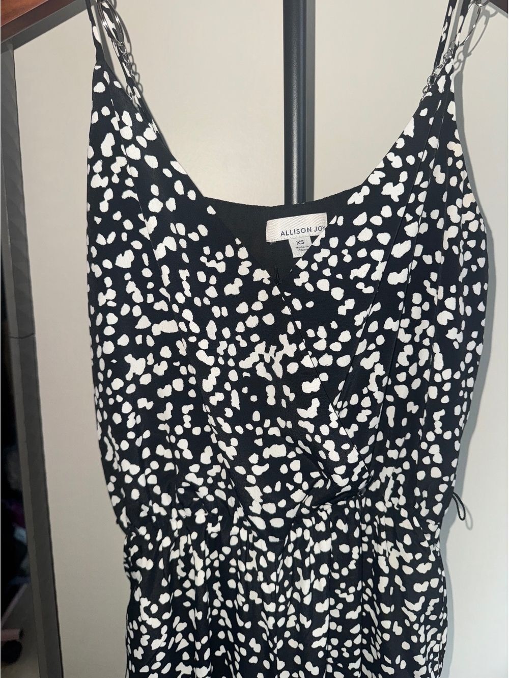 Allison Joy Black White Printed Jumpsuit Womens XS Wide Leg Sleeveless